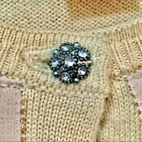 💎 New York & Company chiffon ruffle tan cardigan - Picture 5 of 8